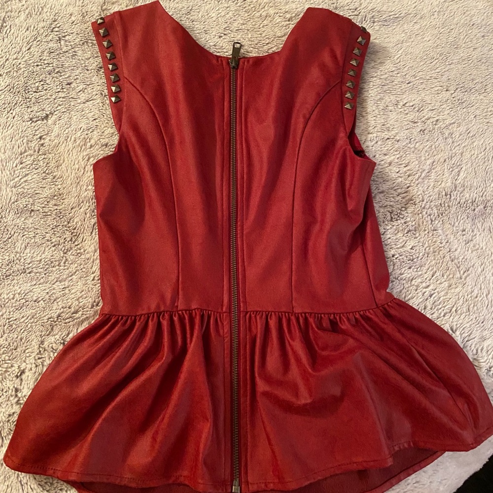 Red Peplum Top - Picture 2 of 2